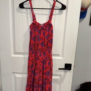 Jessica Simpson Red and Purple Floral Jumpsuit
